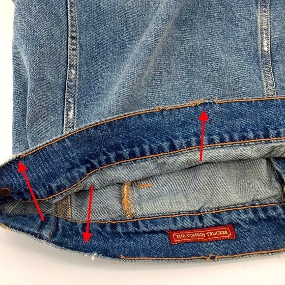 Lucky Brand Distressed Tomboy Trucker Jean Medium Wash Denim Jacket Size Large - Picture 14 of 16